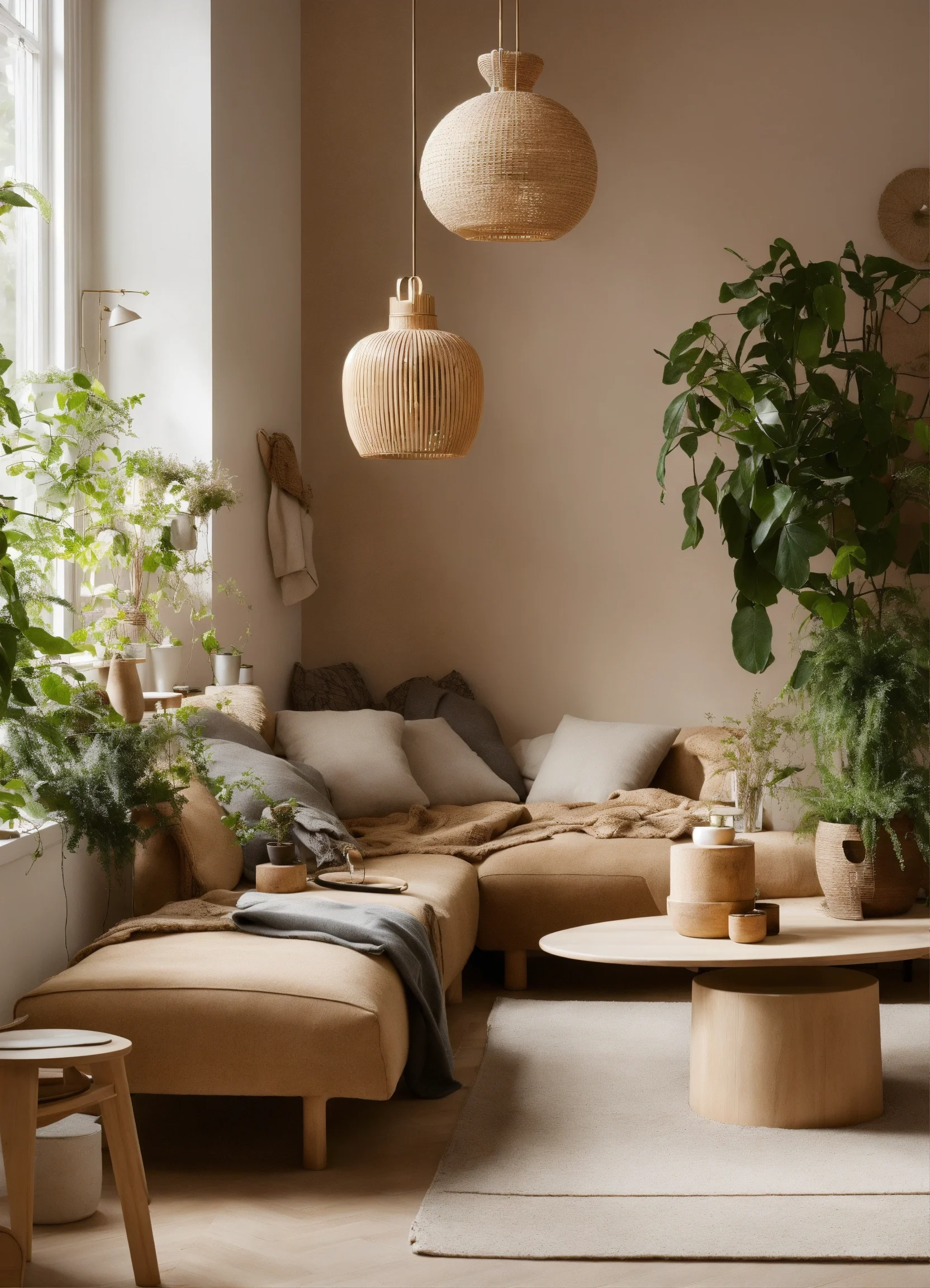 Lichte woonkamer met minimalistisch meubilair